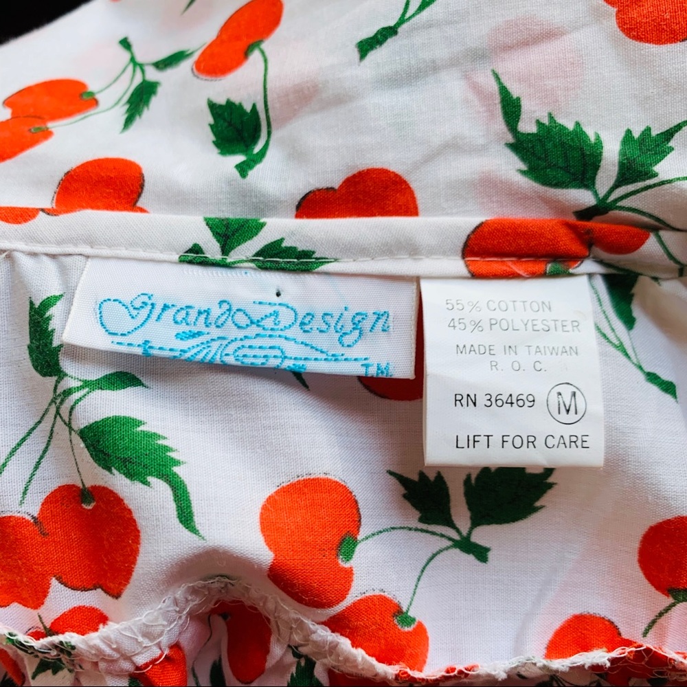 NWT Vintage 1970s Cherry Print Dress - Picture 8 of 8
